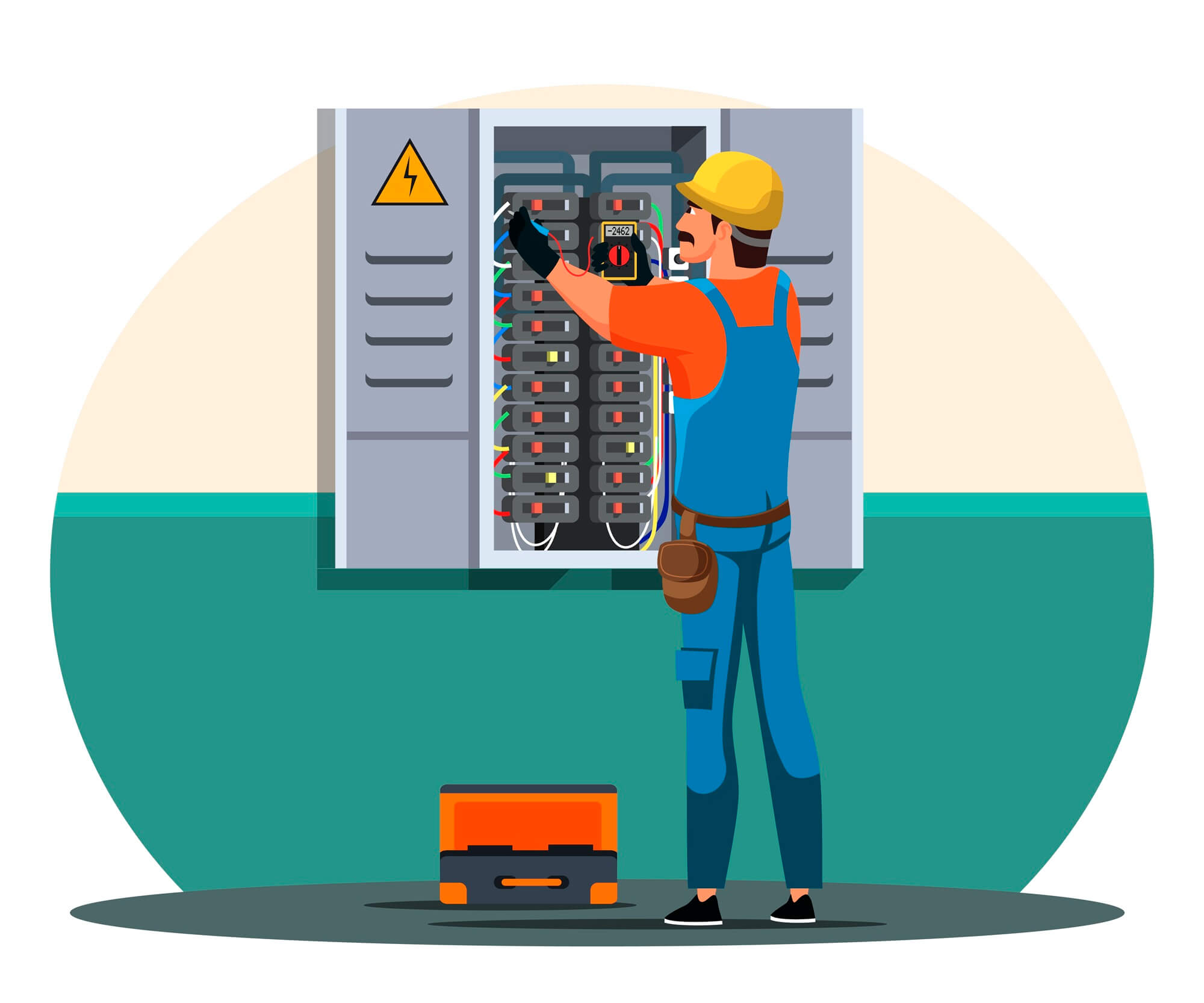 Animated image of an emergency electrician