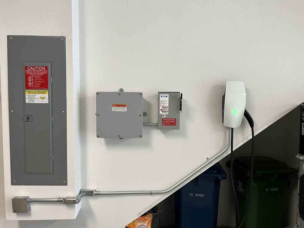 EV charger at home with electrical panel