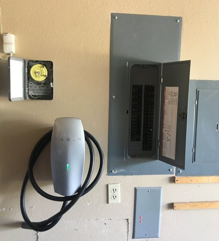 Tesla's EV charger installation at a California home