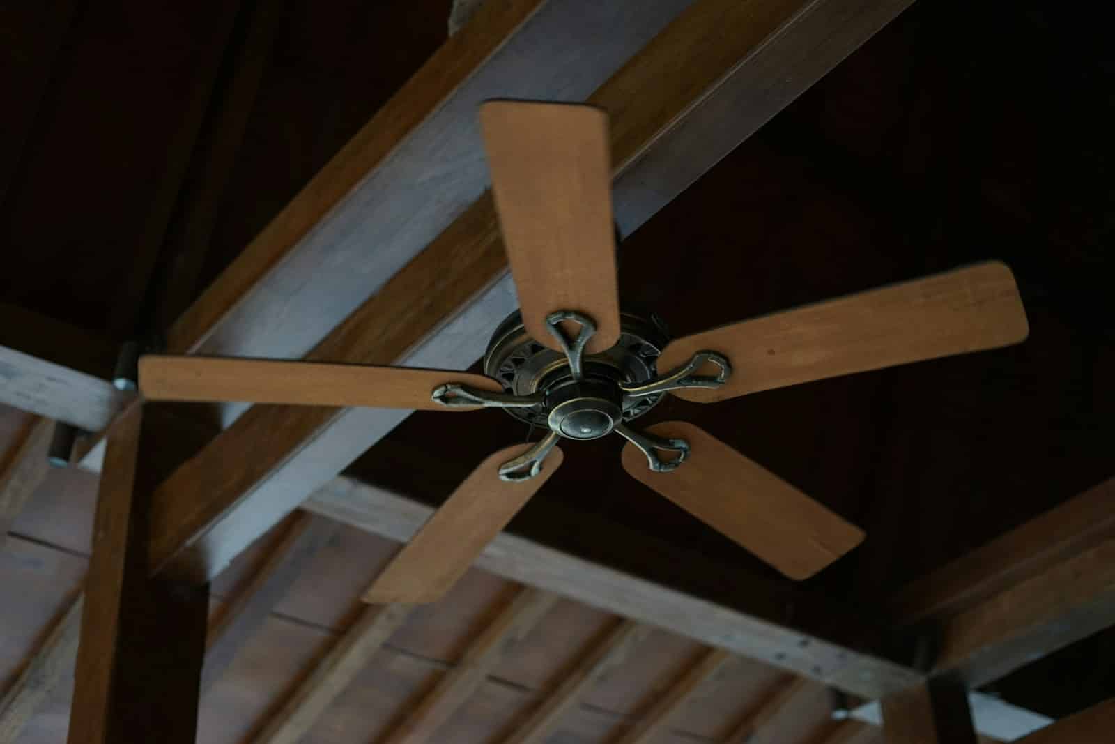 Wooden ceiling fan with five blades