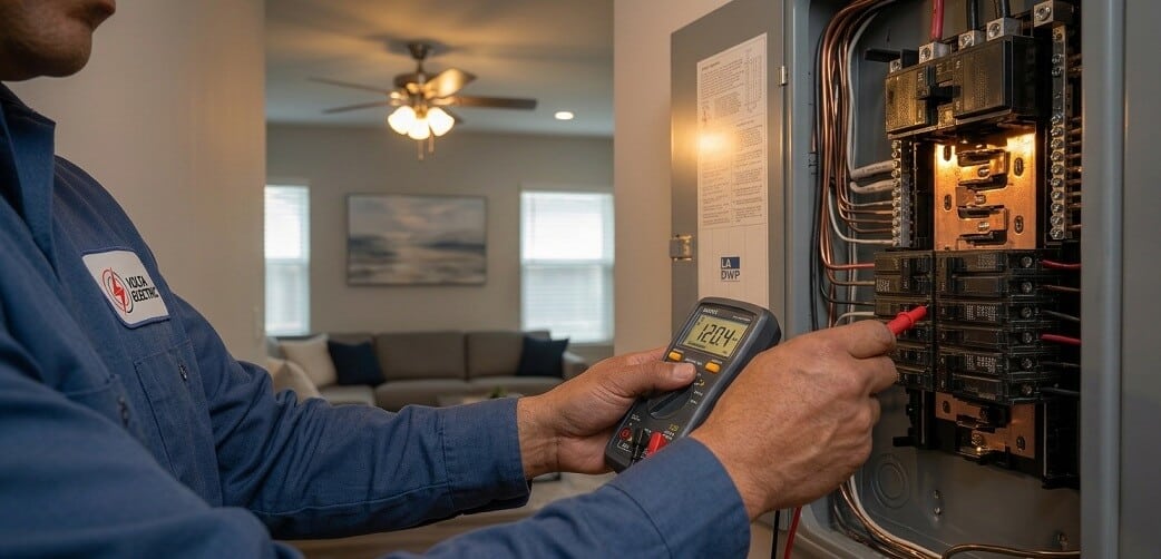 Volta Electric electrician troubleshooting issues in a California home