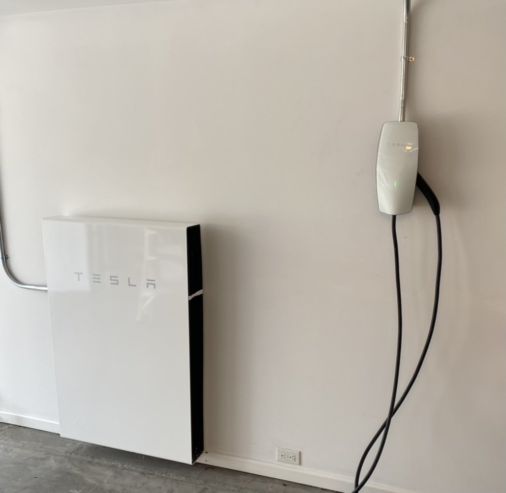 Tesla EV charger installed at a home